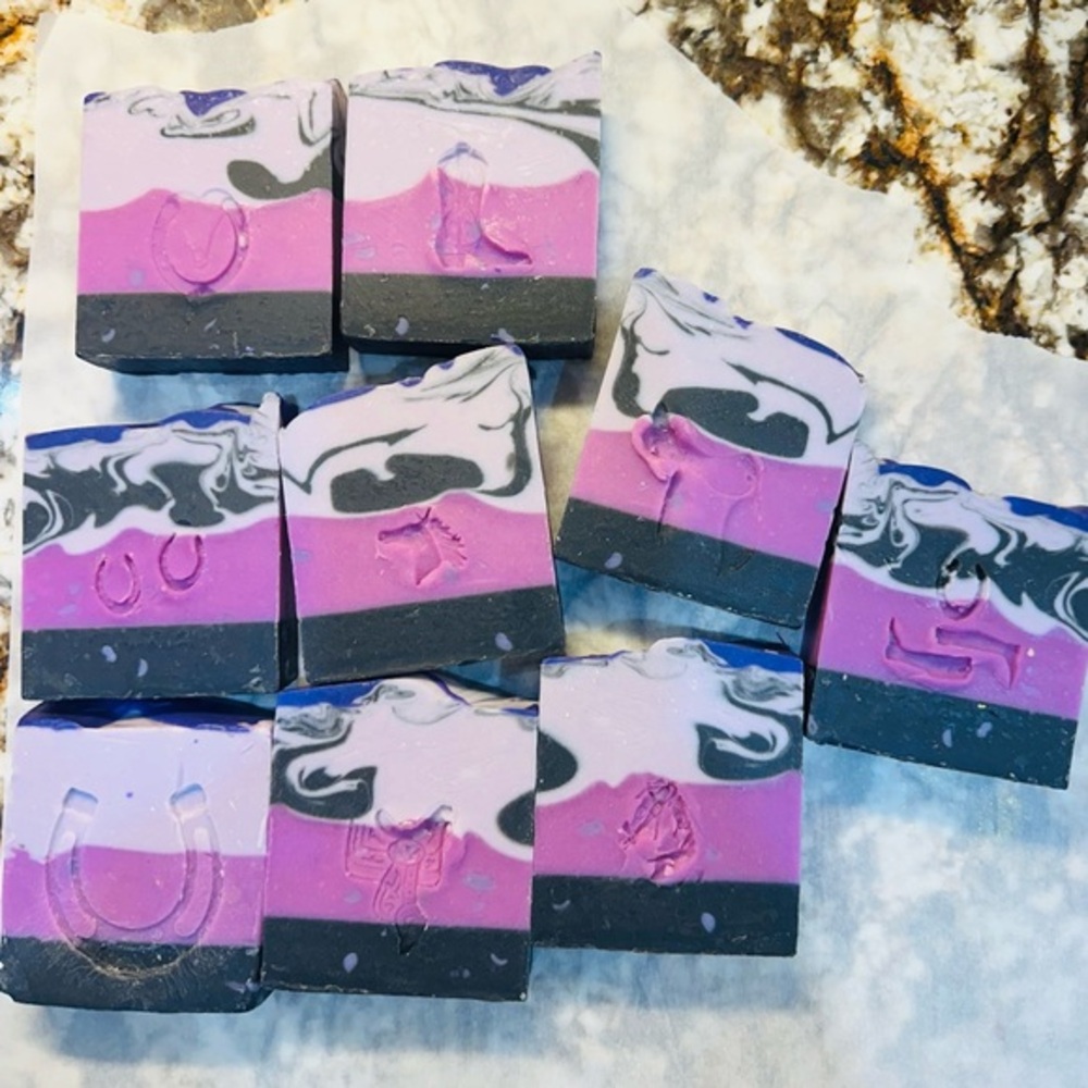 Berry Bliss Soap with equestrian theme.